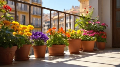 Quelles fleurs choisir pour un balcon exposé plein sud? Il n'y a pas que les géraniums!