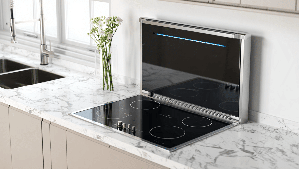 Plaques induction avec hotte intégrée en mode recyclage